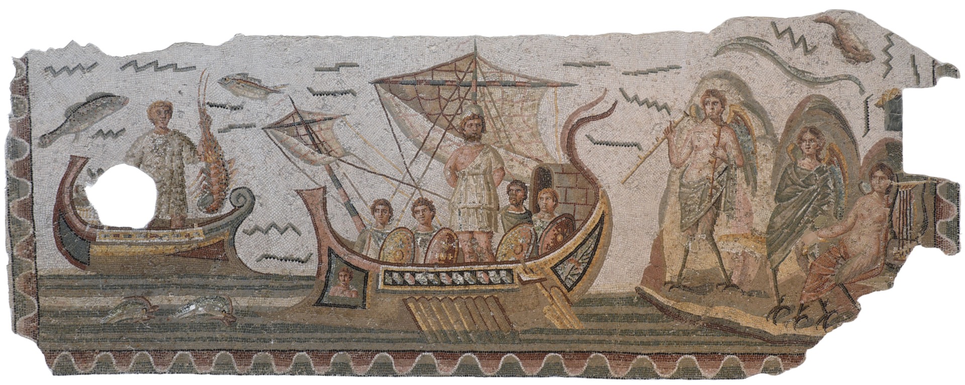 Ulysses and the Sirens (Bardo Mosaic) by Roman mosaicist